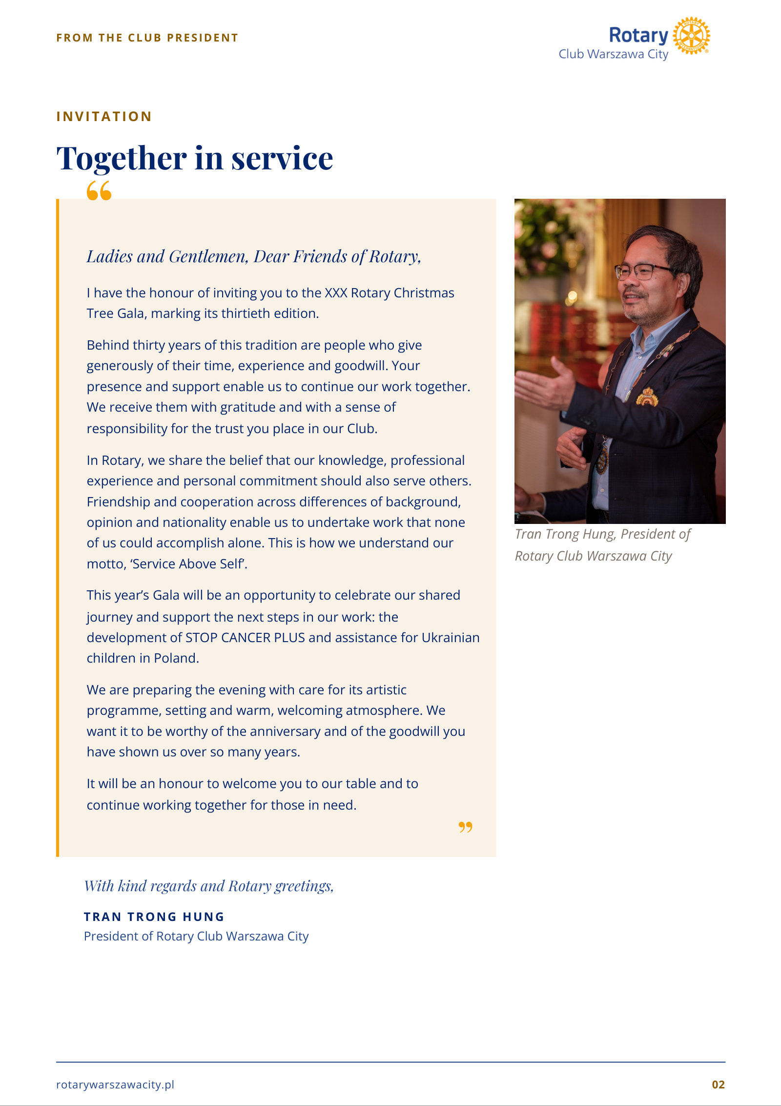 Partnership invitation – 30th Jubilee Rotary Christmas Tree Gala – page 2 of 12