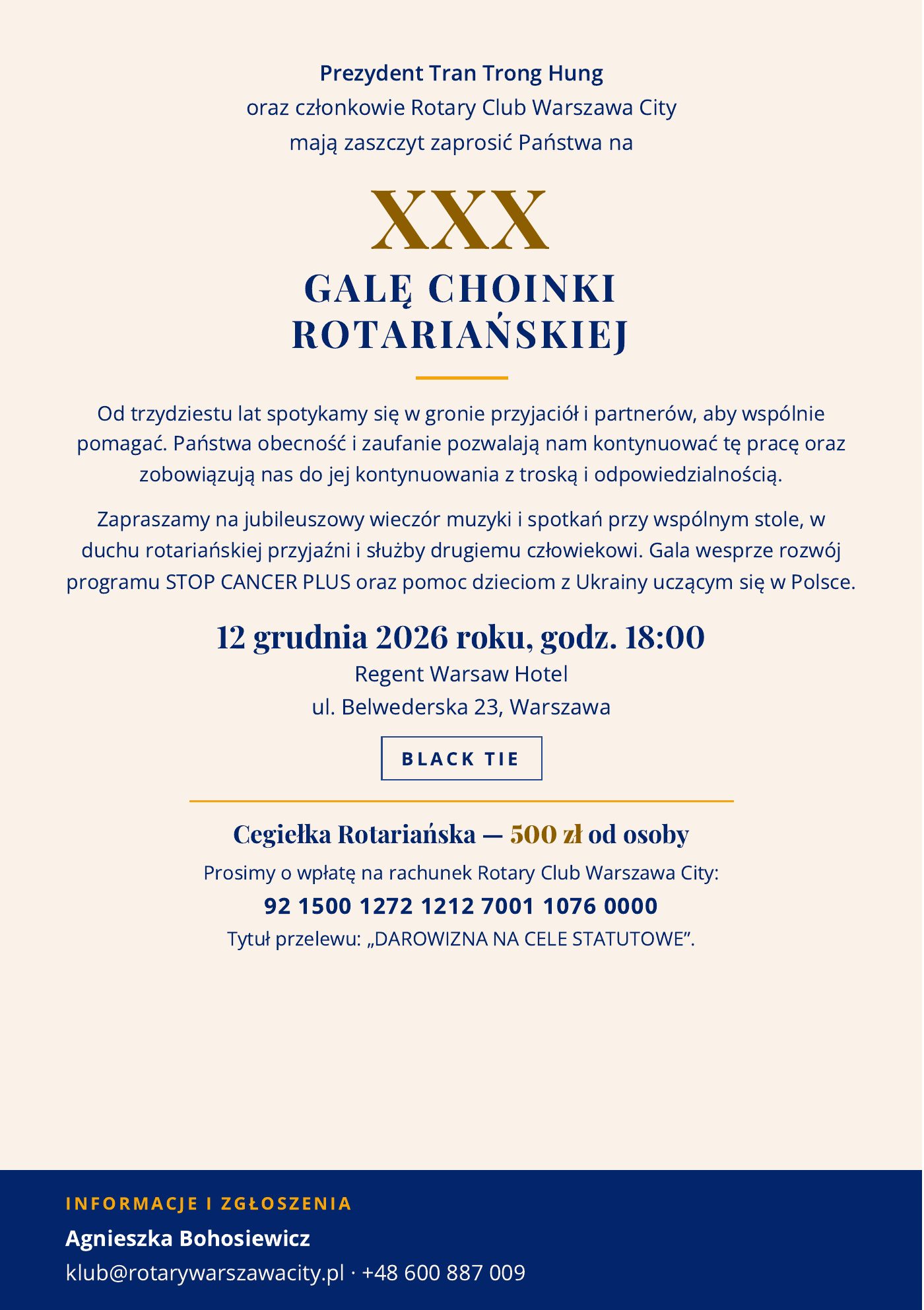 Zaproszenie na XXX Galę Choinki Rotariańskiej – strona 2 z 2